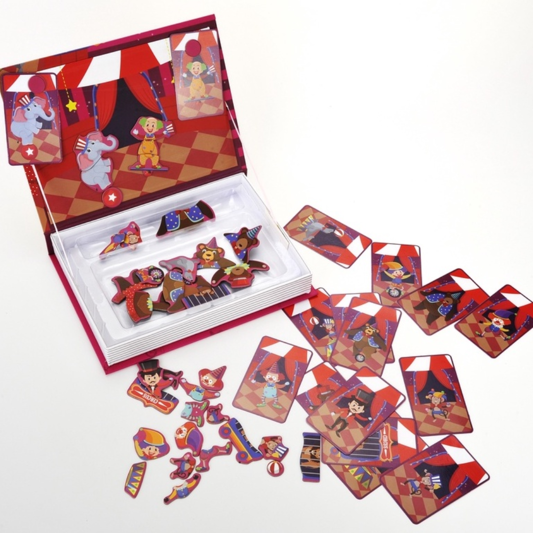 Kidmoro 53 Pcs. Magnetic Play-Book Circus Theme Learning Puzzle Game for Kids, Ages 3+
