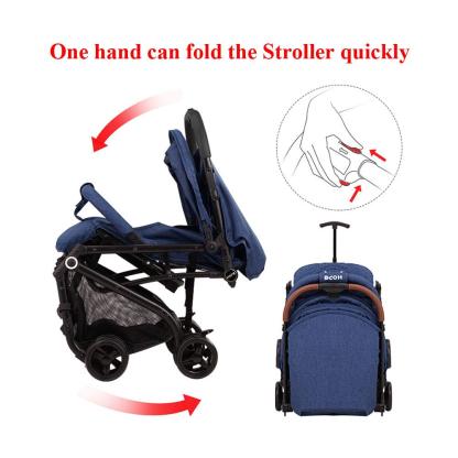 Hapair Baby Stroller Navy Blue Colour, Lightweight Compact Travel Stroller - One Hand Fold, Umbrella Stroller, Linen Fabric