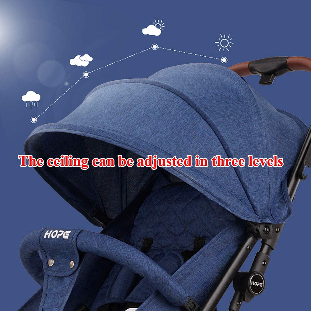 Hapair Baby Stroller Navy Blue Colour, Lightweight Compact Travel Stroller - One Hand Fold, Umbrella Stroller, Linen Fabric