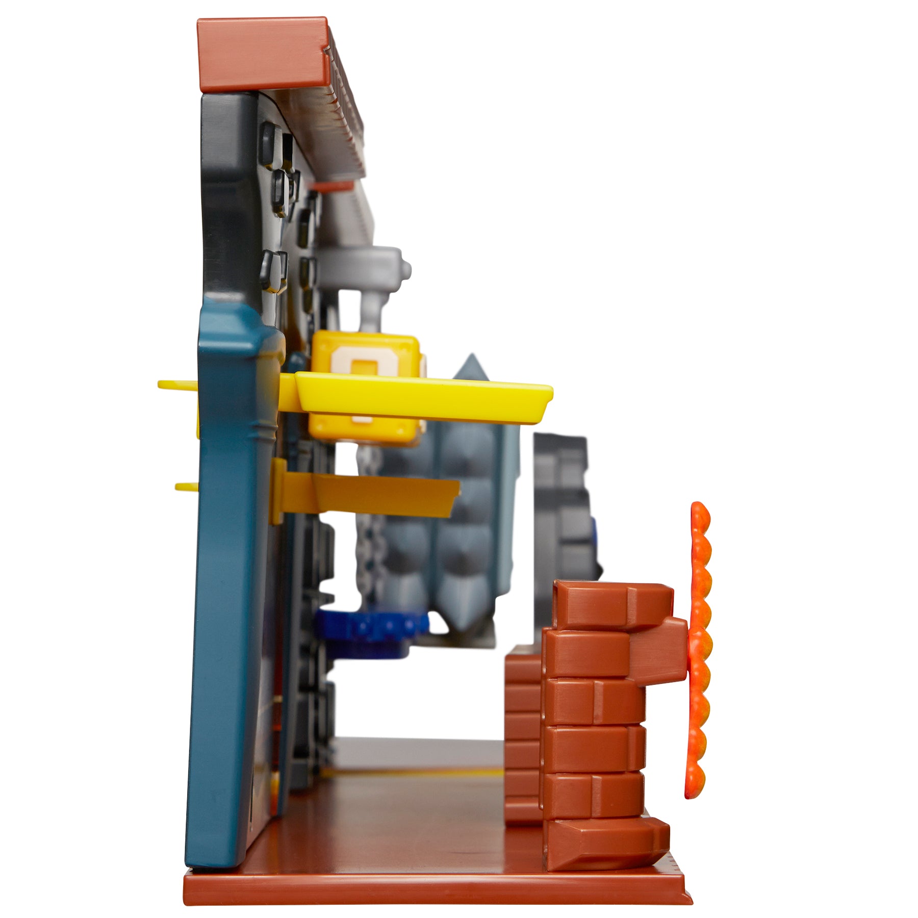 Super Mario Dungeon Deluxe Play Set, Includes: 2.5” Fire Mario Figure & 7 Interactive Environmentpiece Moving Platforms & Thwomp, Spinning Fire Balls, Hidden Coin, Swing, & Door