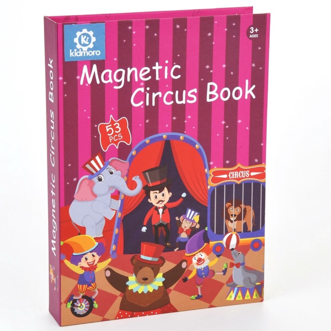 Kidmoro 53 Pcs. Magnetic Play-Book Circus Theme Learning Puzzle Game for Kids, Ages 3+
