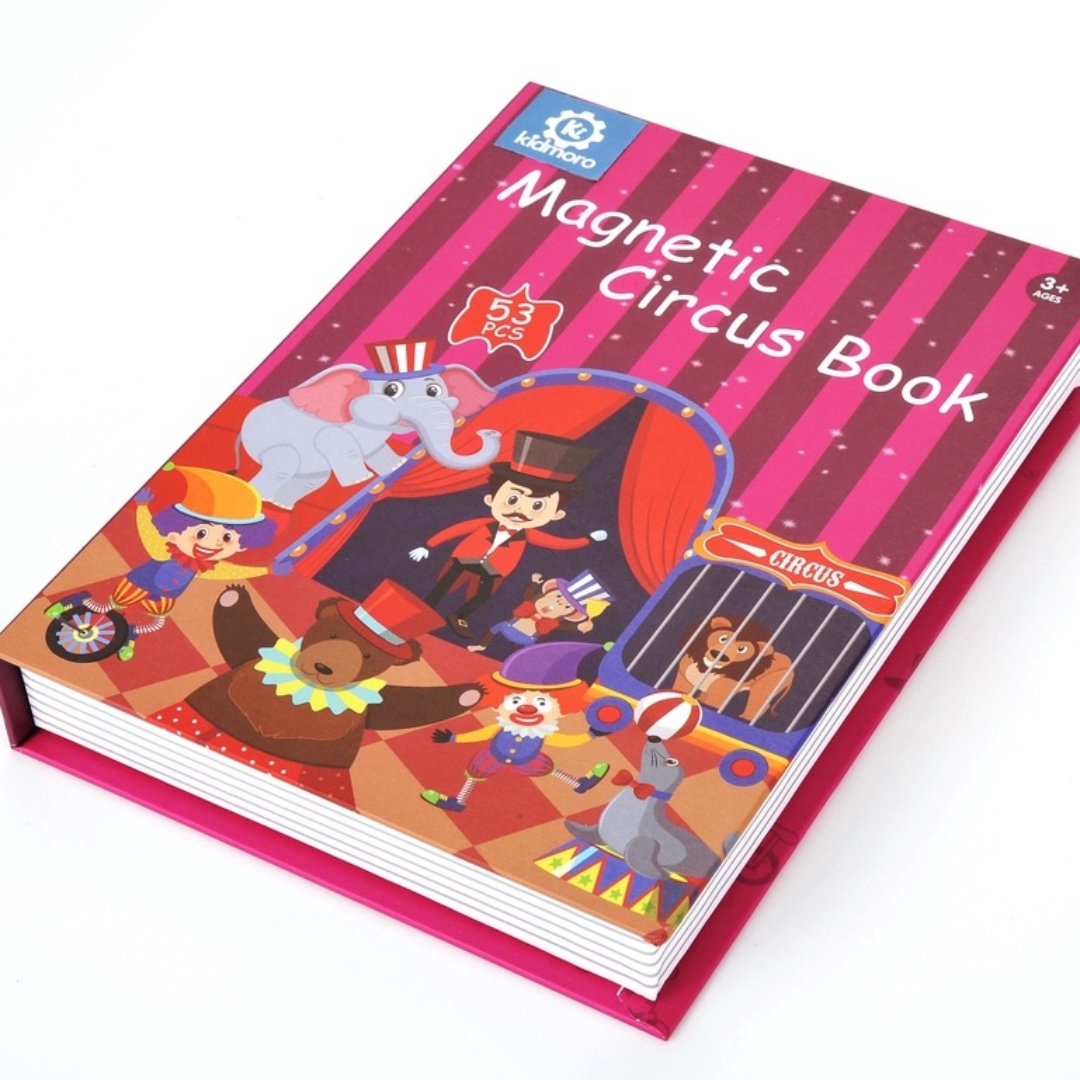 Kidmoro 53 Pcs. Magnetic Play-Book Circus Theme Learning Puzzle Game for Kids, Ages 3+