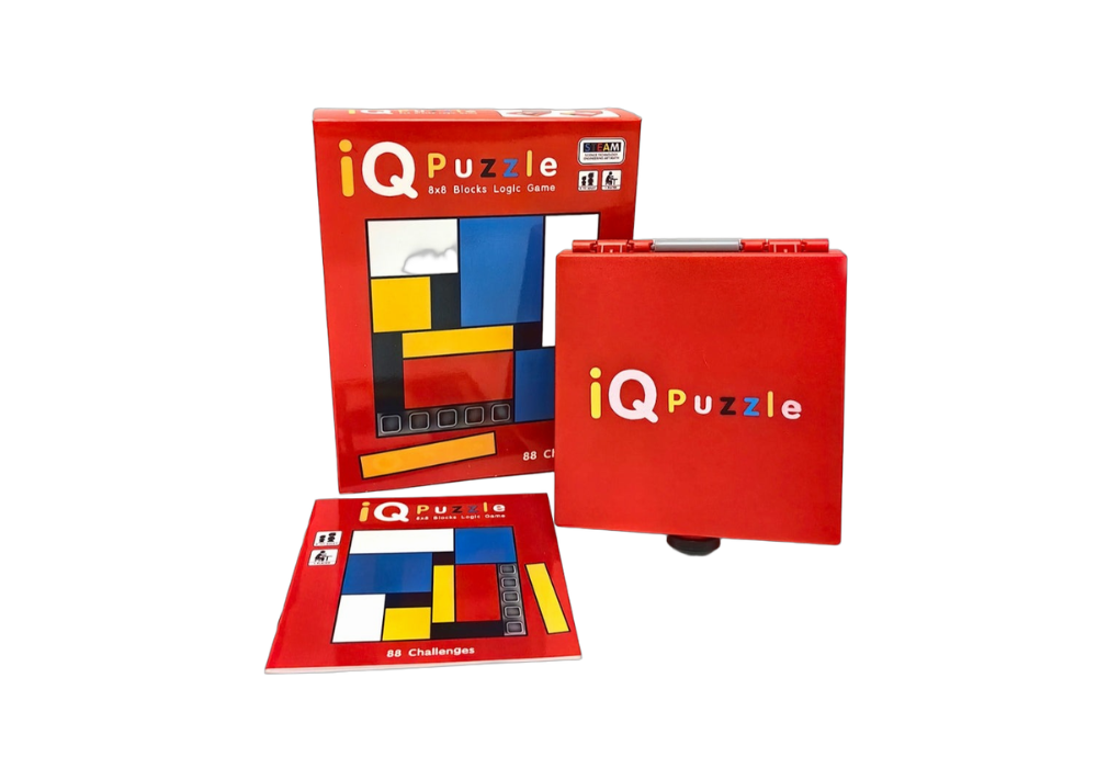 IQ Puzzle Block Logic Game – 88 Brain Challenges | Compact Travel Game for Kids & Adults