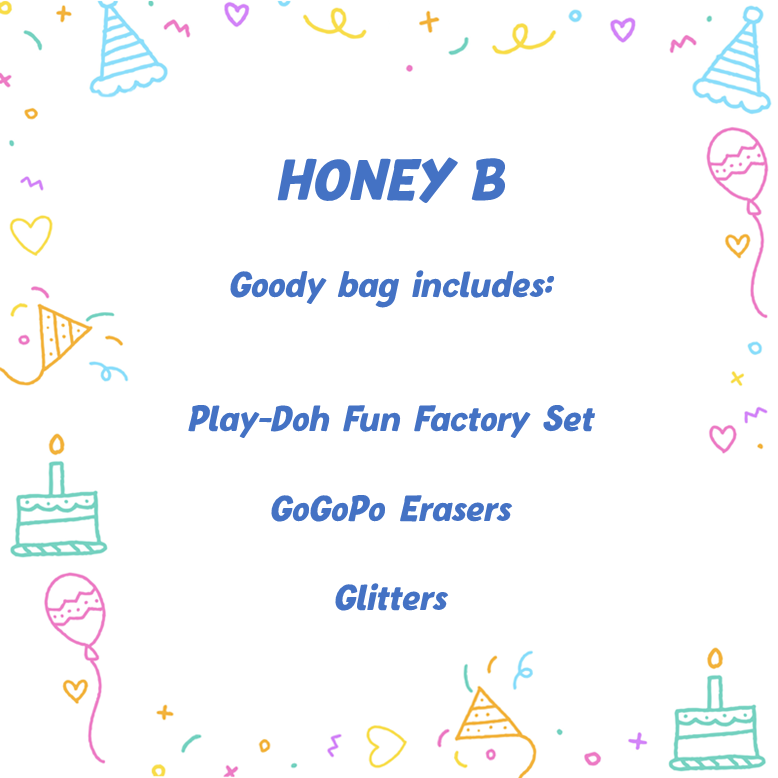 Honey B Goodie Bag for Boys and Girls, Play Doh Fun Factory Set, Gogopo Erasers and Glitters Glue