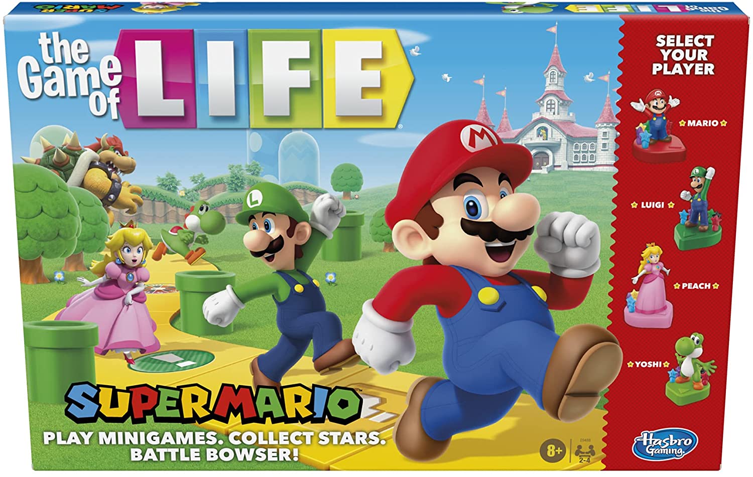 Hasbro Gaming The Game of Life Super Mario Edition Board Game for Kids Ages 8 and Up, Play Minigames, Collect Stars, Battle Bowser