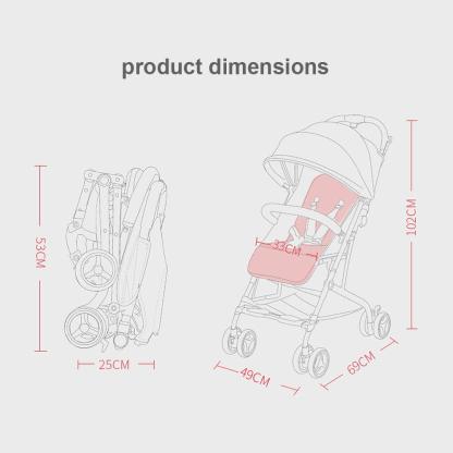 Hapair Baby Stroller Navy Blue Colour, Lightweight Compact Travel Stroller - One Hand Fold, Umbrella Stroller, Linen Fabric