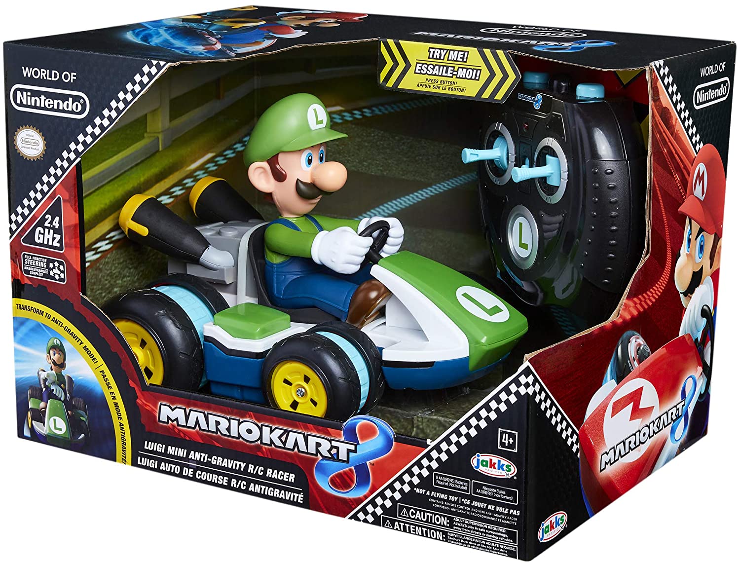 Nintendo Super Mario Kart 8 Luigi Anti-Gravity Mini RC Racer 2.4Ghz