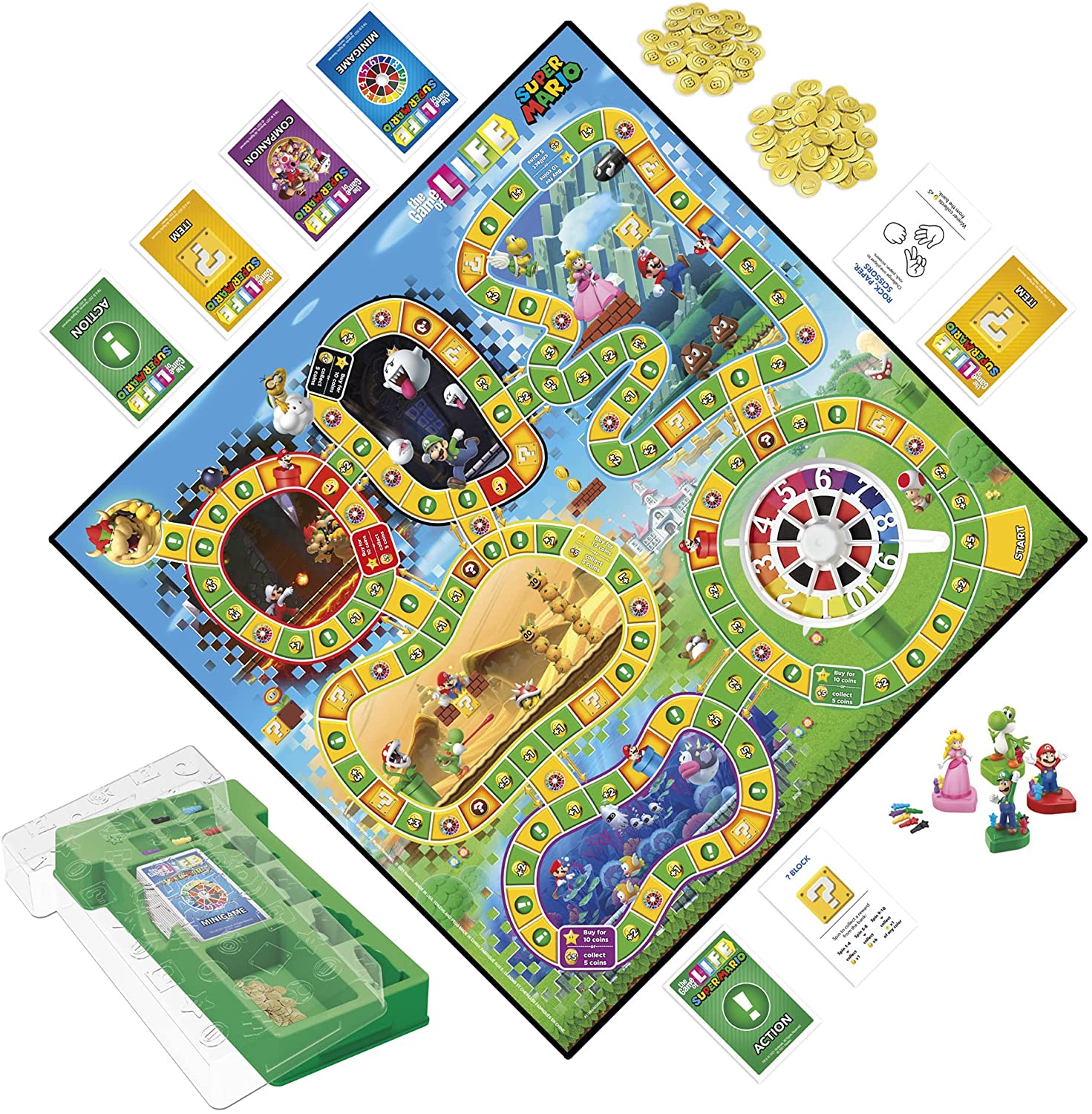 Hasbro Gaming The Game of Life Super Mario Edition Board Game for Kids Ages 8 and Up, Play Minigames, Collect Stars, Battle Bowser