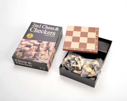 PlayFun 2-in-1 Chess and Checkers Classic Game, 2 Players