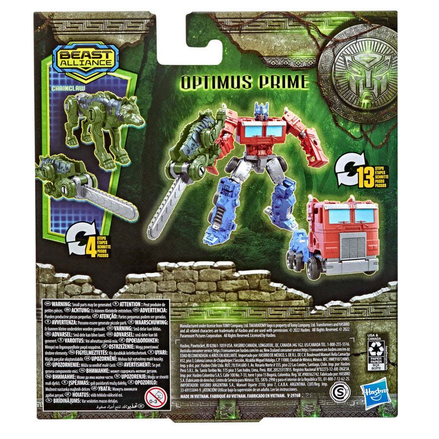 Transformers Rise of the Beasts Movie Optimus Prime & Chainclaw