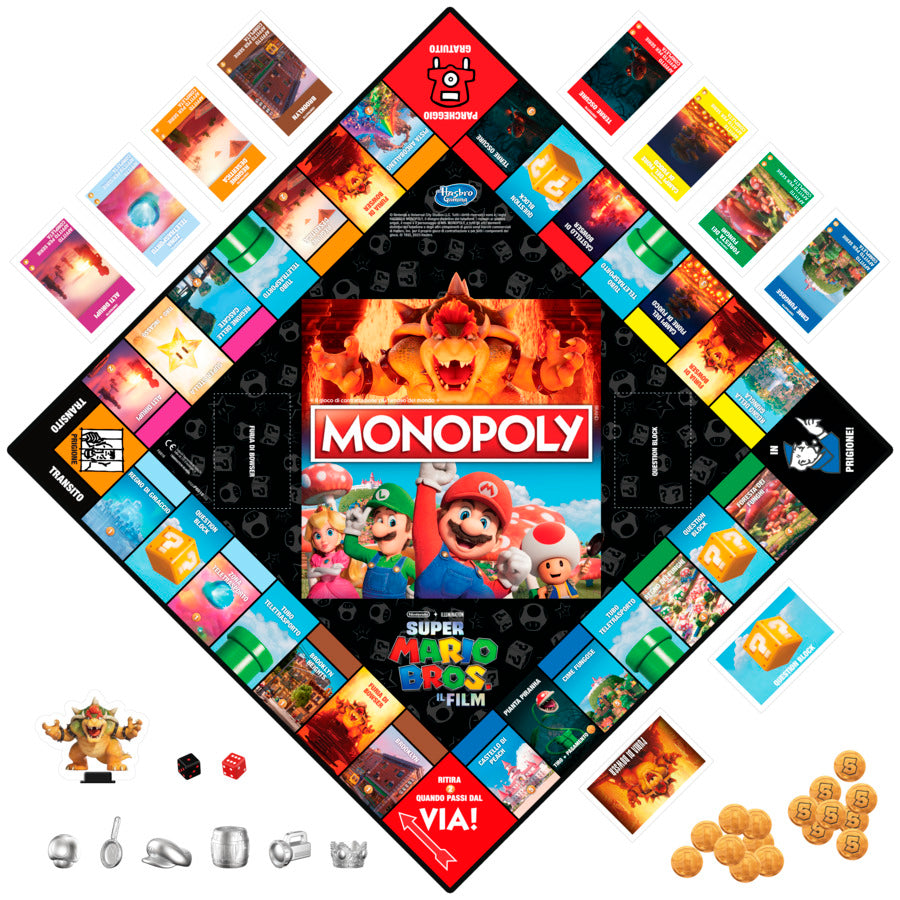 Monopoly The Super Mario Bros. Movie Edition Kids Board Game, Family Games for Super Mario Fans, Includes Bowser Token