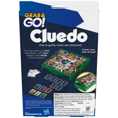 Hasbro Gaming Cluedo Grab and Go Game for Ages 8 and Up, Portable ravel Game for Kids