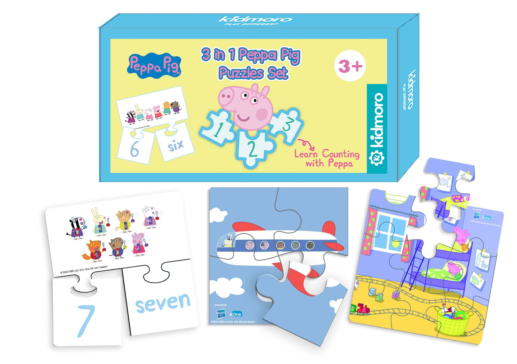Peppa Pig 3-in-1 Counting Puzzle Set, Learn your Kids Counting with Peppa