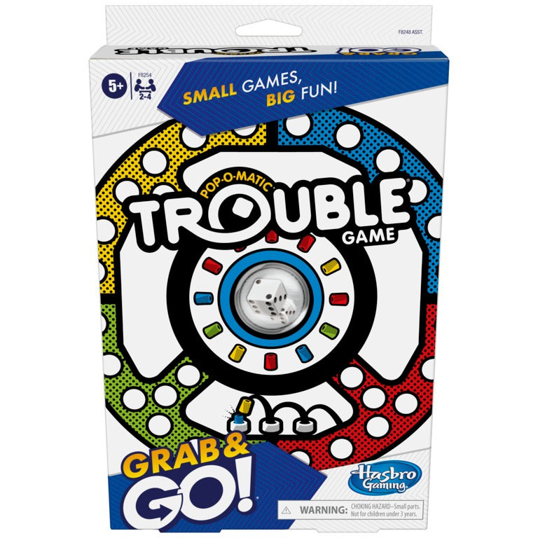 Trouble Grab and Go Game for Kids Ages 5 and Up, Portable Game for 2-4 Players, Travel Game for Kids