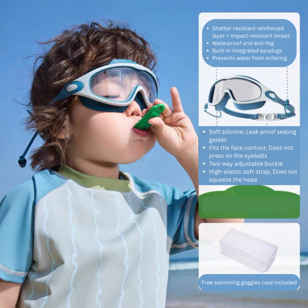 Kids Swim Goggles Anti-Fog Anti-UV | 180° Clear View Swimming Glasses for Boys & Girls