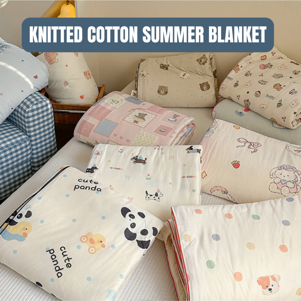 Kidmoro Kids Knitted Cotton Summer Blanket, Class A Milk Cotton Lightweight Quilt