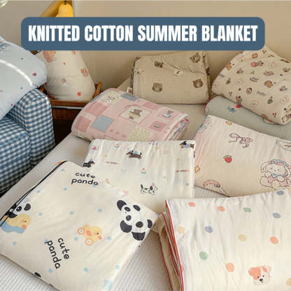 Kidmoro Kids Knitted Cotton Summer Blanket, Class A Milk Cotton Lightweight Quilt