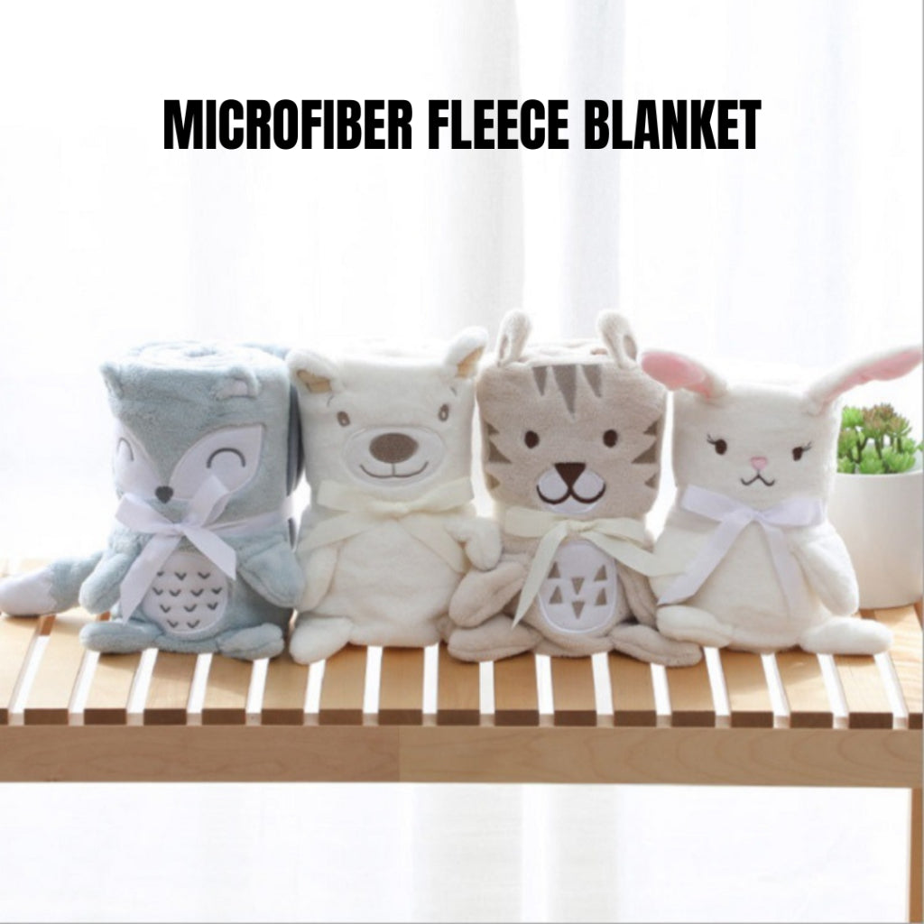 Animal Face Microfiber Baby Fleece Blanket, Super Soft Warm Travel & Home Blanket