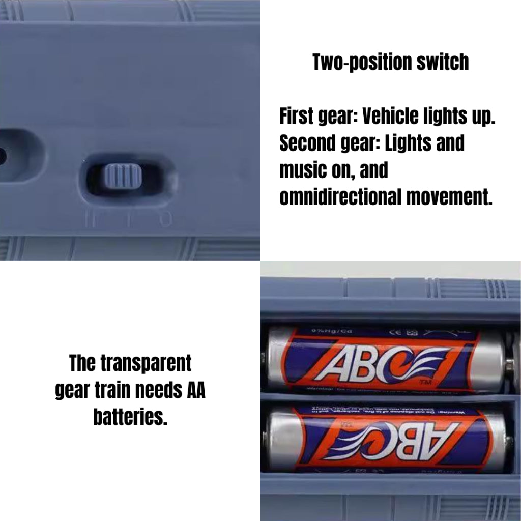 Kids Transparent Gear Electric Train Toy | Light & Music Educational Play for Ages 2+