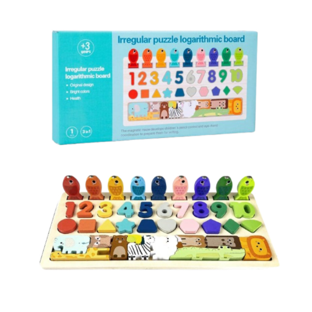Kidmoro Montessori Wooden Puzzle Toy 4-in-1 | Educational Learning & Fishing Game for Kids 3+