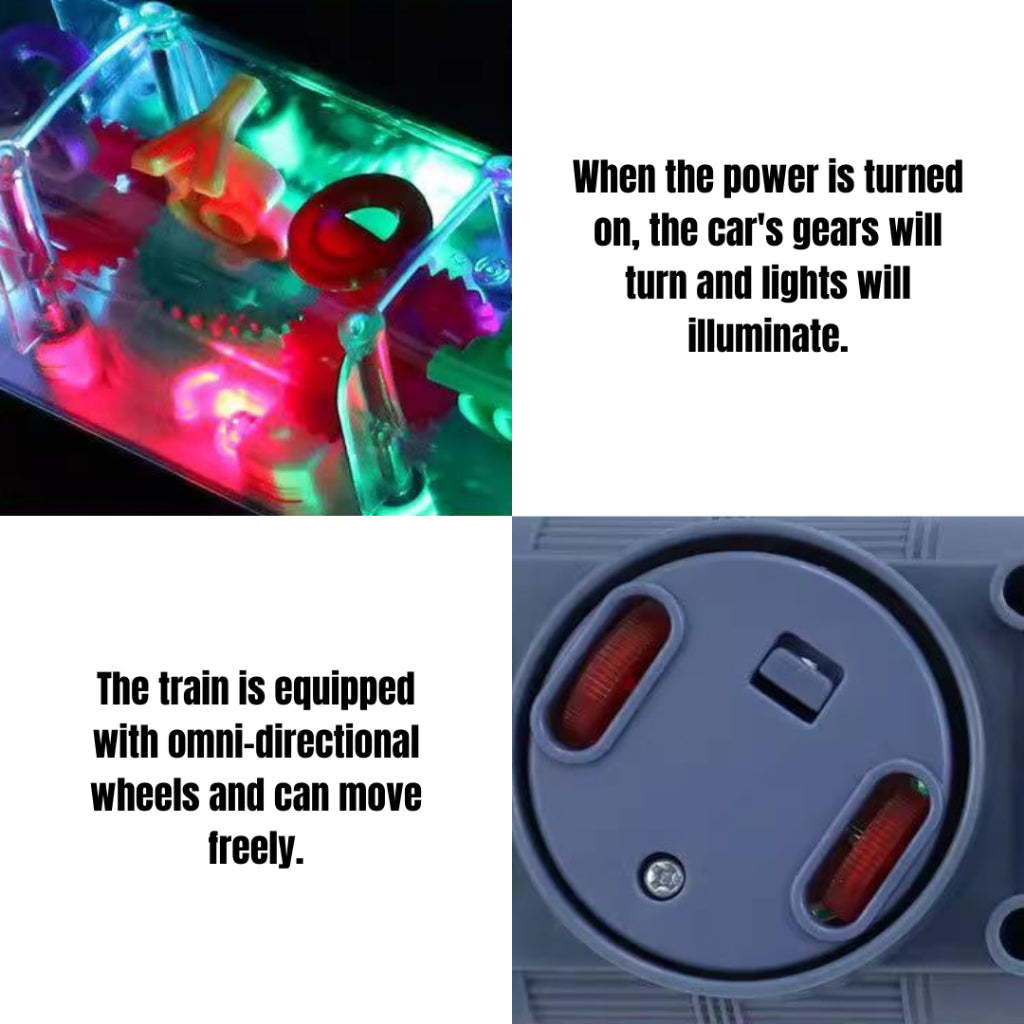 Kids Transparent Gear Electric Train Toy | Light & Music Educational Play for Ages 2+