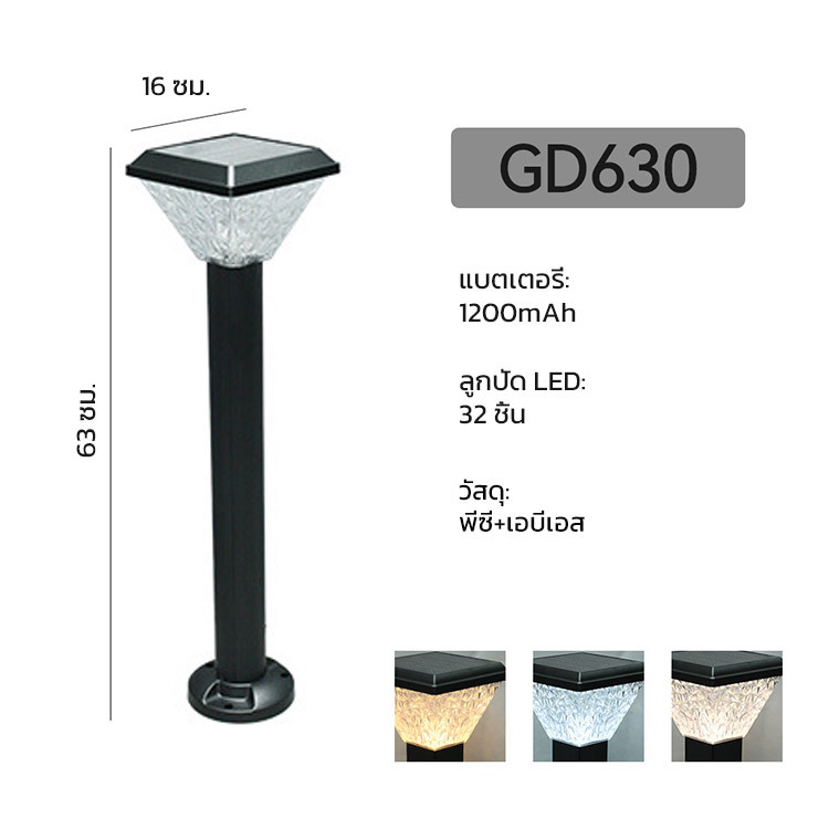 【✨ค่าไฟฟ้า 0 บาทตลอดปี พร้อมแผงโซล่าเซลล์】โคมไฟสนามพลังงานแสงอาทิตย์ทรงเพชรประหยัดพลังงาน