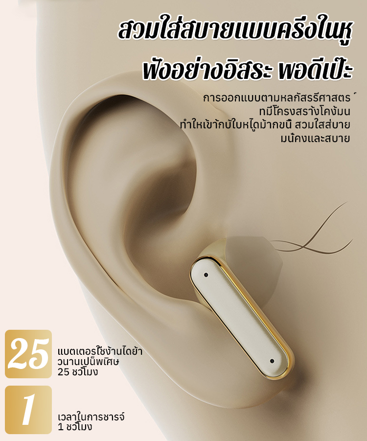 【ใส่ได้นานโดยไม่เมื่อยหู ลดเสียงรบกวนอย่างมีประสิทธิภาพ】หูฟังบลูทูธไร้สาย