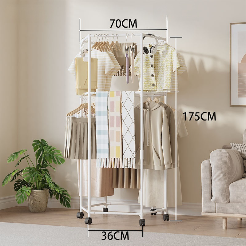 【สามารถแขวนเสื้อผ้าได้ทั้ง 6 ด้าน】 ราวแขวนผ้า 6เหลี่ยม สามารถหมุนได้ 360 องศา