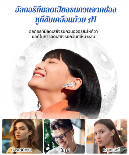 【ใส่ได้นานโดยไม่เมื่อยหู ลดเสียงรบกวนอย่างมีประสิทธิภาพ】หูฟังบลูทูธไร้สาย