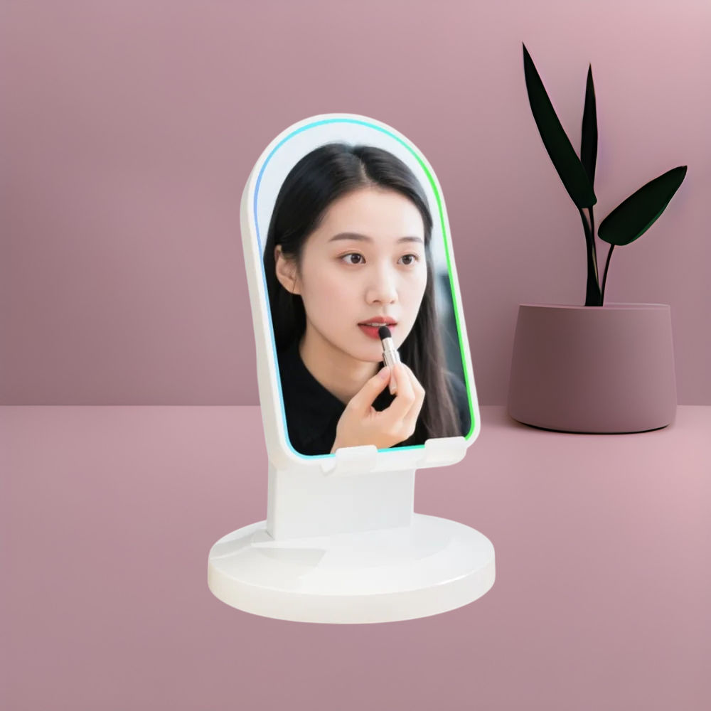 【มีลำโพงและกระจกในตัว ไม่จำเป็นต้องเชื่อมต่อบลูทูธ】3in1 ที่วางตั้งโทรศัพท์มือถือ