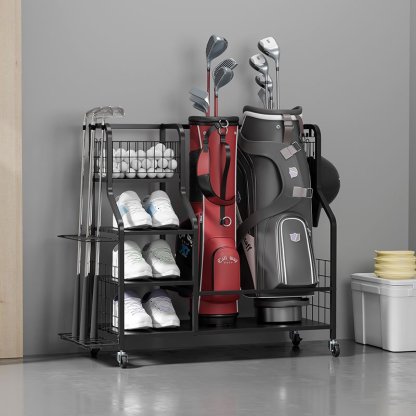 Golf Storage Garage Organizer Bag Storage Cart Extra Large Design Golfing Equipment Rack for Golf Cl