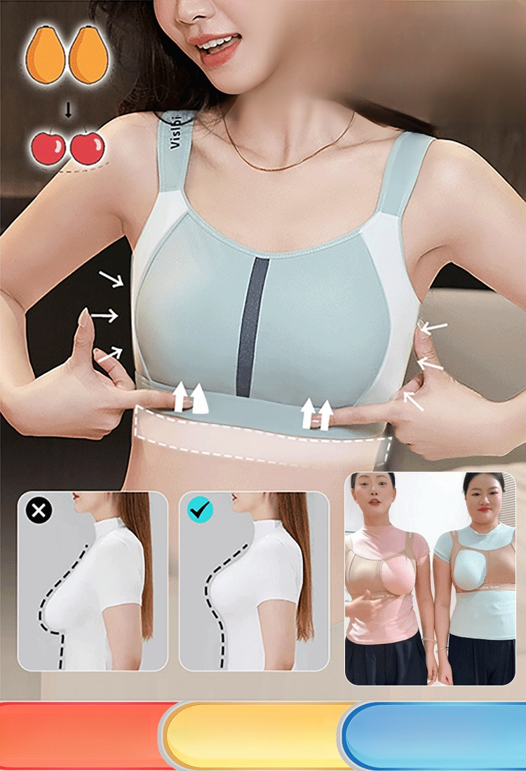【สำหรับหน้าอกใหญ่】สปอร์ตบราช่วยลดแรงกระแทกและทำให้ดูผอมลง ด้านข้างสูงขึ้น เก็บเนื้อข้างทันที