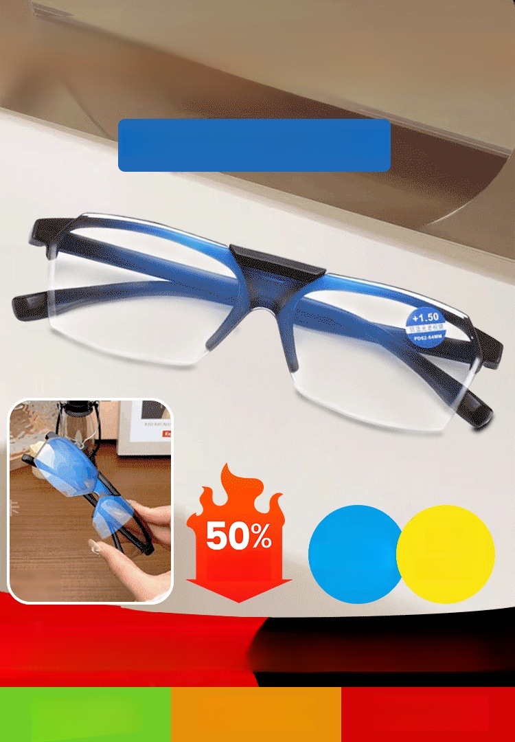 แว่นสายตายาวกันแสงสีฟ้า รุ่นซูมได้อัจฉริยะ เลนส์พลิกขึ้นได้ แฟชั่น ลด 50%! แว่นสายตายาวใช้ได้ทั้งใกล้และไกล