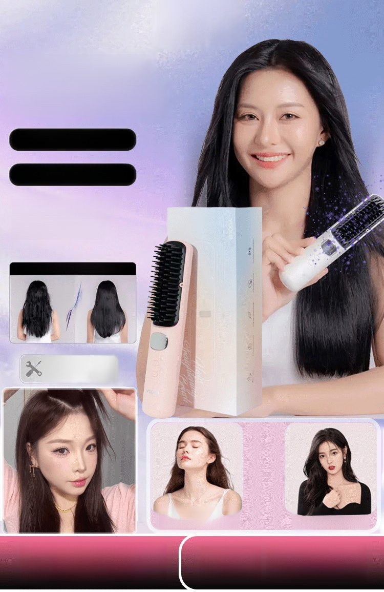 【ผมนุ่มสลวยใน 3 วินาที】หวีไฟฟ้าผมตรงไร้สายไอออนลบ👋 บอกลาผมชี้ฟู แห้งเสีย ด้วย "หวีรีดผมตรงไร้สาย" นวัตกรรมใหม่!