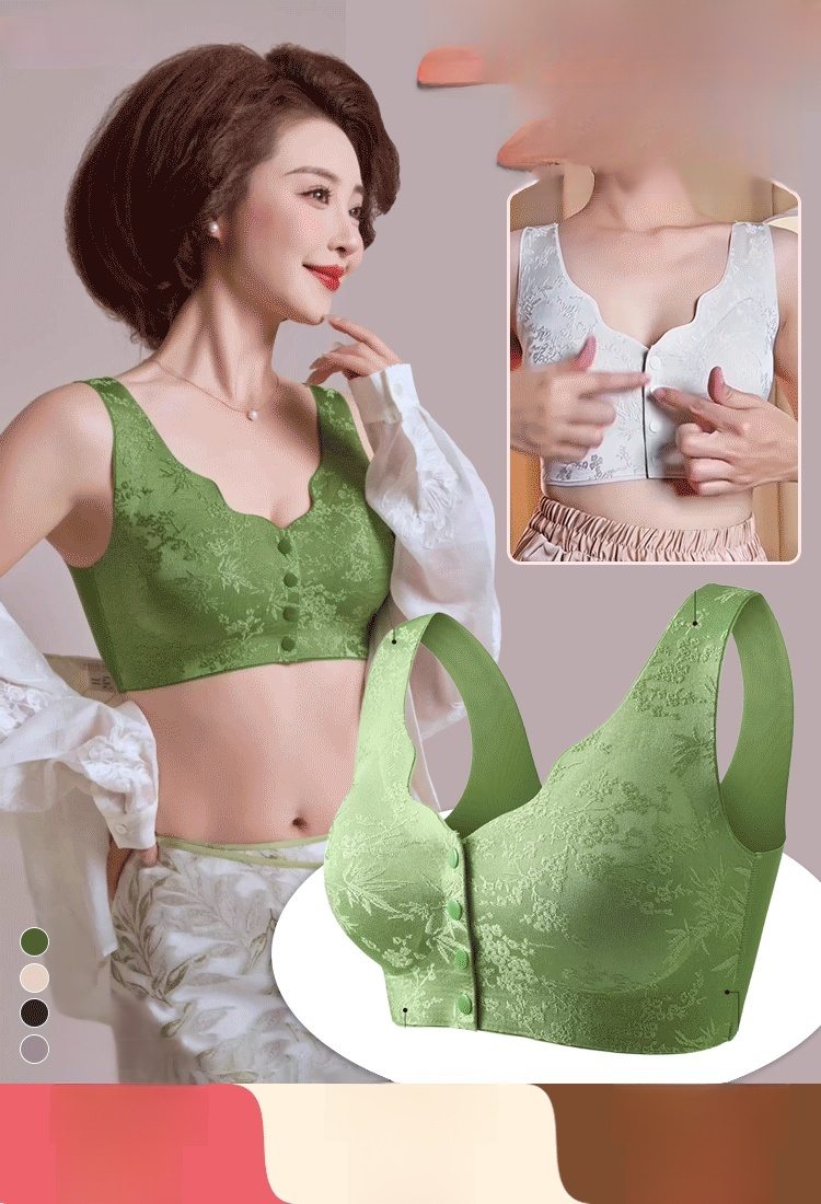 🎀 บราแจ็กการ์ดนูนแบบปิดด้านหน้า 👗 🌸 ผ้าแจ็กการ์ดนูน 3 มิติ 🔘 ดีไซน์แบบปิดด้านหน้า สวมใส่และถอดง่าย