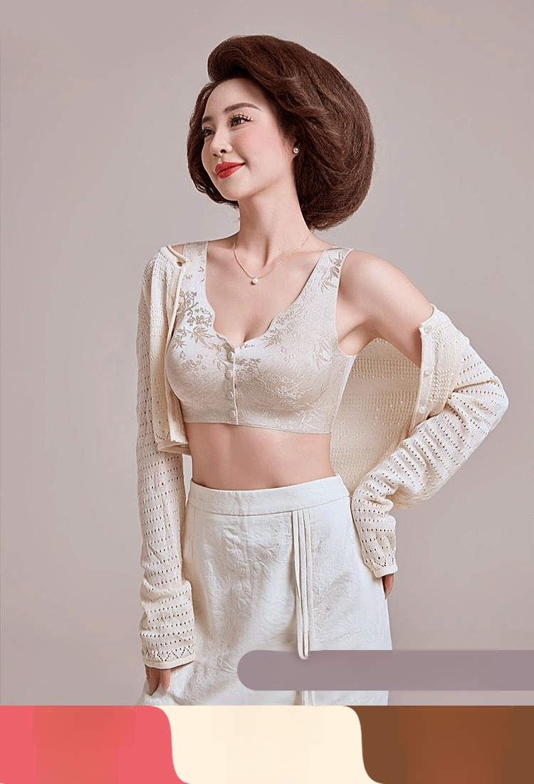 🎀 บราแจ็กการ์ดนูนแบบปิดด้านหน้า 👗 🌸 ผ้าแจ็กการ์ดนูน 3 มิติ 🔘 ดีไซน์แบบปิดด้านหน้า สวมใส่และถอดง่าย