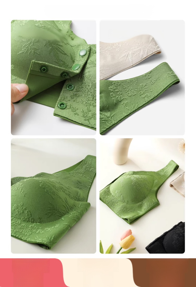 🎀 บราแจ็กการ์ดนูนแบบปิดด้านหน้า 👗 🌸 ผ้าแจ็กการ์ดนูน 3 มิติ 🔘 ดีไซน์แบบปิดด้านหน้า สวมใส่และถอดง่าย