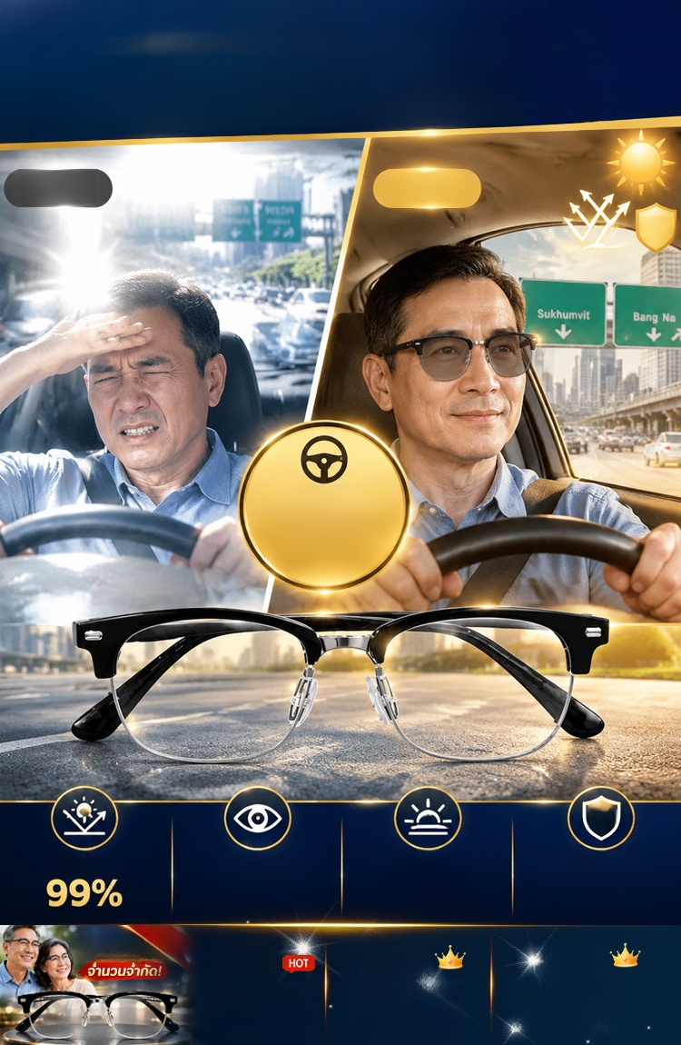 แว่นสายตายาวโปรเกรสซีฟอัจฉริยะ👓⚡ มองชัดทุกระยะในอันเดียว — ไม่ต้องถอดแว่นสลับไปมา น้ำหนักเบาใส่สบายตลอดวัน!