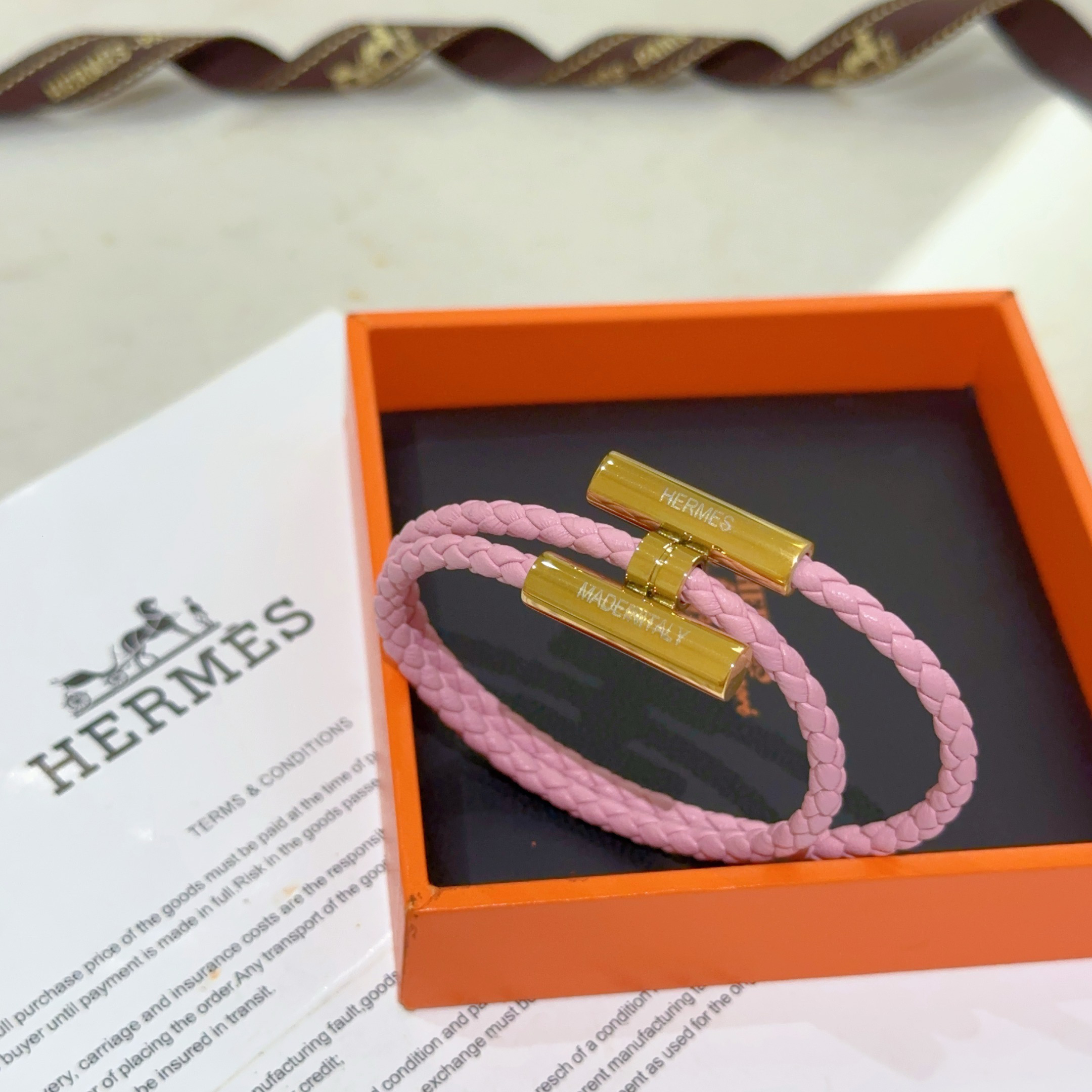 エルメス「Hermès」エルメス グレナン ブレスレット / ラザーロープ