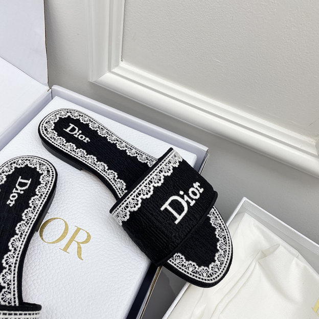 [Copy]ディオール「Dior」【今年の新商品】ディオール ディオリビエラ レース×3D刺繍ミュール / スライドサンダル