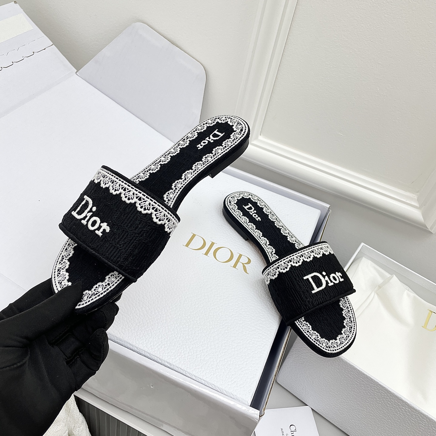 [Copy]ディオール「Dior」【今年の新商品】ディオール ディオリビエラ レース×3D刺繍ミュール / スライドサンダル