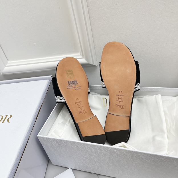 [Copy]ディオール「Dior」【今年の新商品】ディオール ディオリビエラ レース×3D刺繍ミュール / スライドサンダル