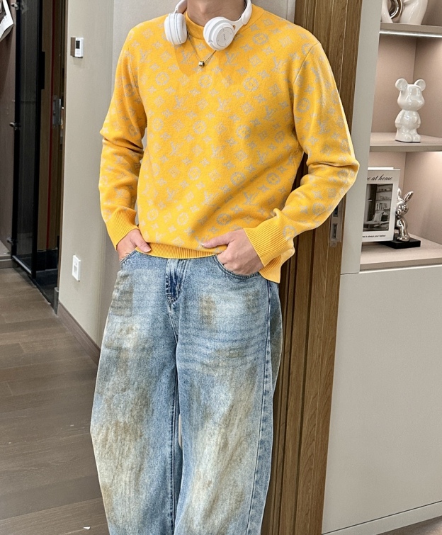 ルイ・ヴィトン「Louis Vuitton」秋冬用丸首プルオーバーニットセーター