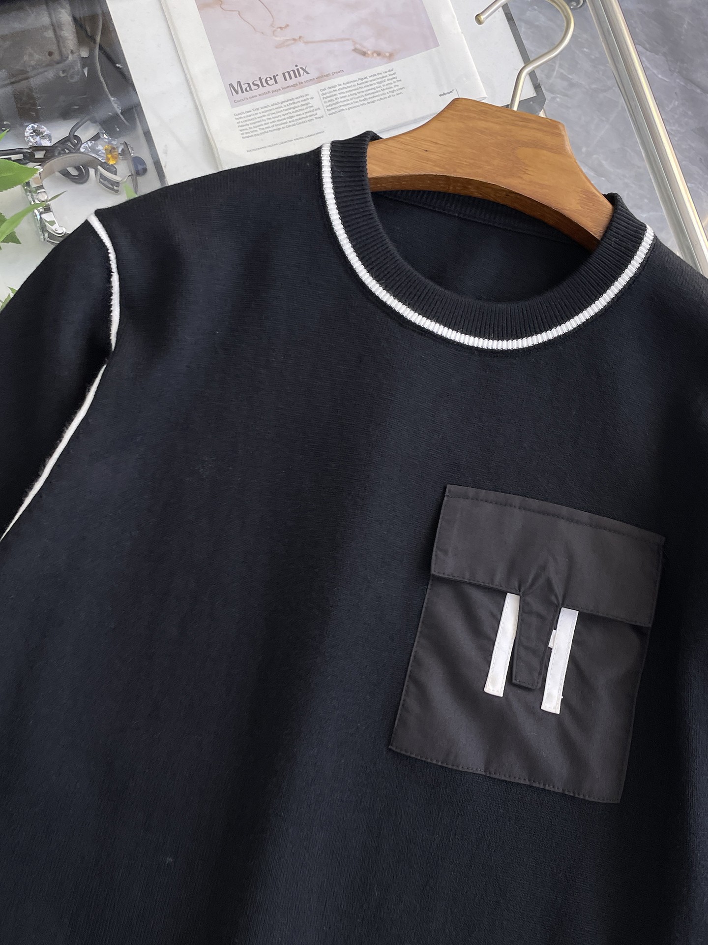 エルメス「Hermès」秋冬用ウール混紡クルーネックニットセーター