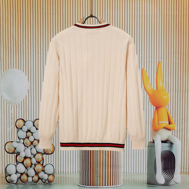 グッチ「Gucci」秋冬リブ編みグラデーションVネックニットセーター