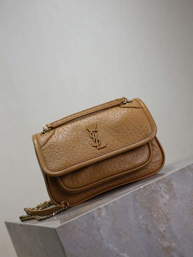 2026サンローラン「Saint Laurent NIKI ミニ グレインドラムスキン チェーンショルダーバッグ