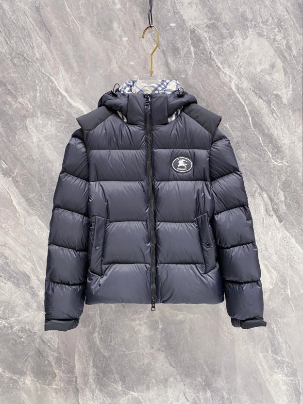 バーバリー「Burberry」秋冬着脱式袖＆フード付きダウンジャケット