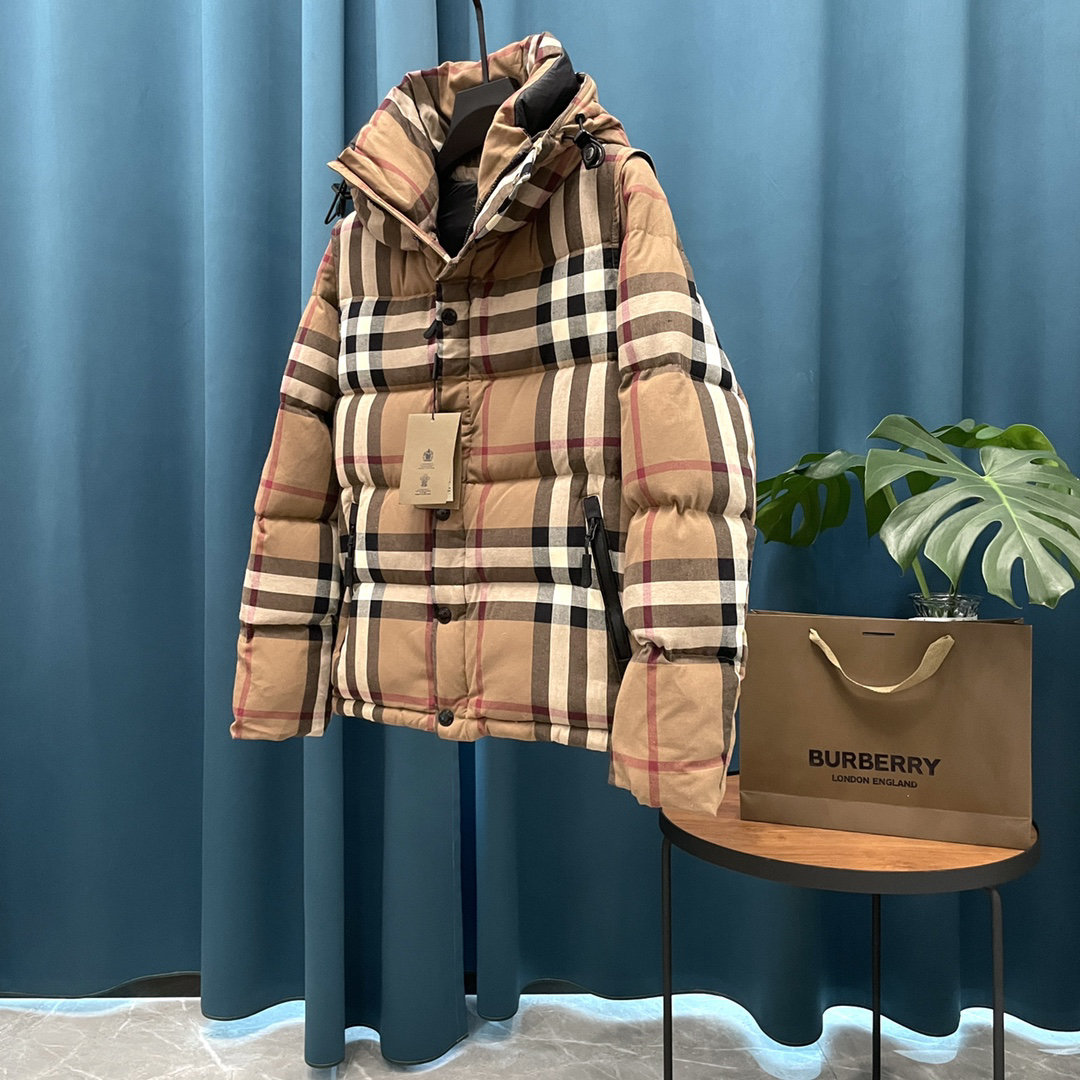 バーバリー「Burberry」秋冬フード付きダウンジャケット 男女兼用