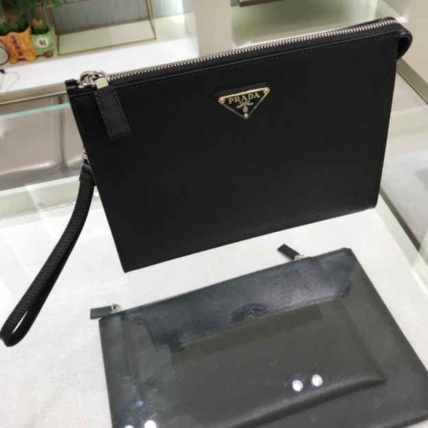 プラダ「Prada」メンズクラッチバッグ 2NE007 レザーアクセサリー