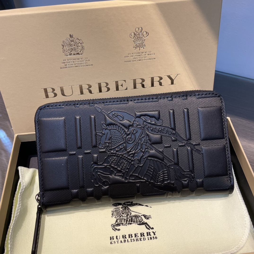 バーバリー「Burberry」メンズ シングルジップ スモール ウォレット